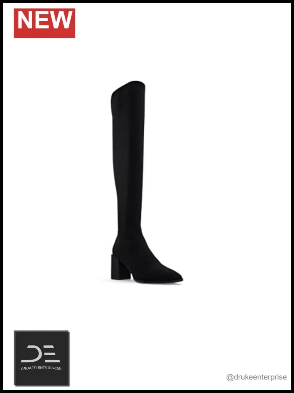 Over the Knee Platform Block Heel Boots Pointed Toe Slip On
